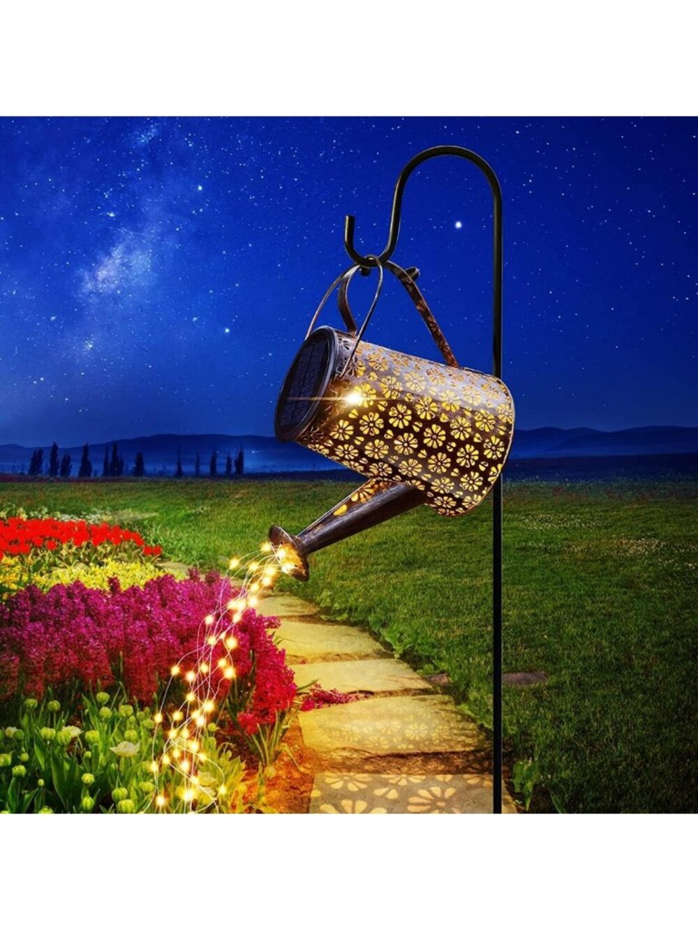 Large Solar Watering Can Lantern - Waterproof LED Garden Decor for Pathways